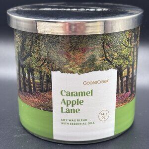 Goose Creek Caramel Apple Lane 3 Wick Jar Candle 14.5 oz Fall Autumn Bakery